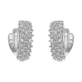 Platinum Multi-cut Diamond Clip-on Earrings