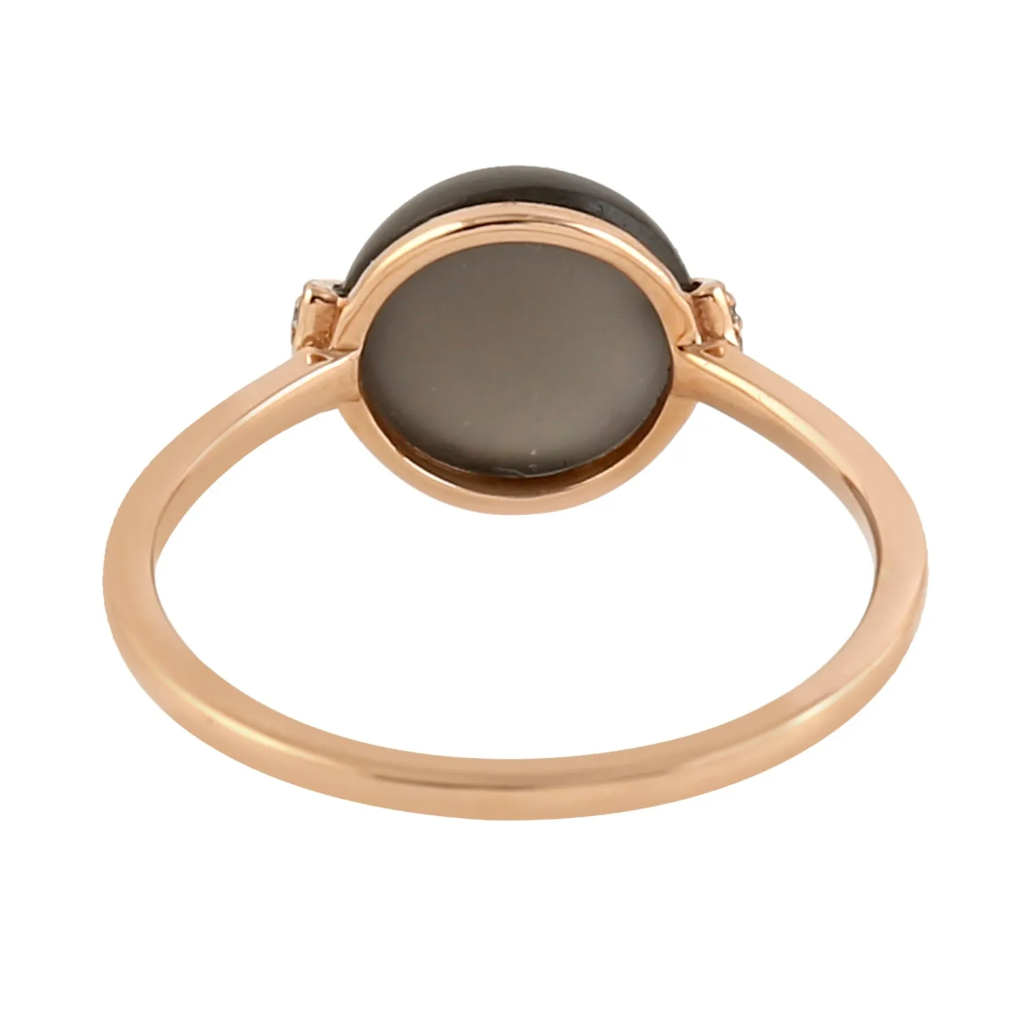 Prong Set Moonstone Pave Diamond Designer Ring In 18k Rose Gold Jewelry