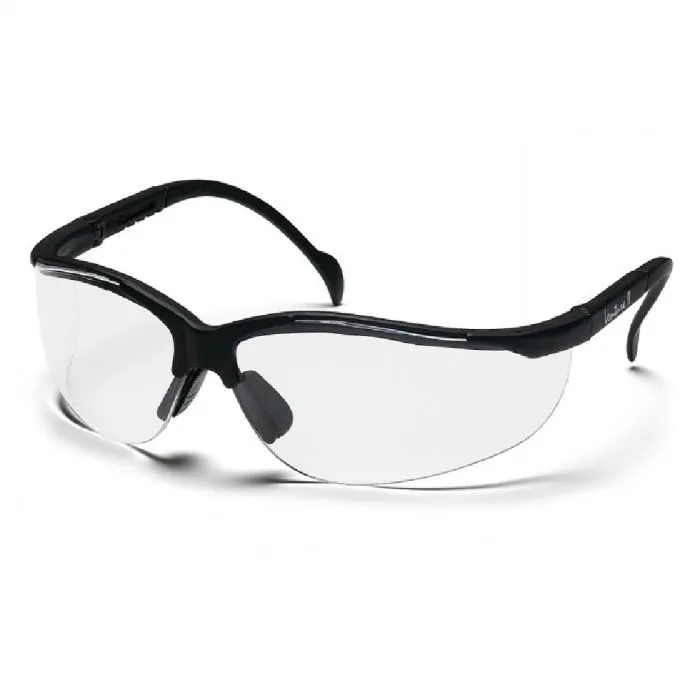 Pyramex Venture II SB1810ST Safety Glasses, Black Frame, Clear H2X Anti-Fog Lens, One Size, Box of 12