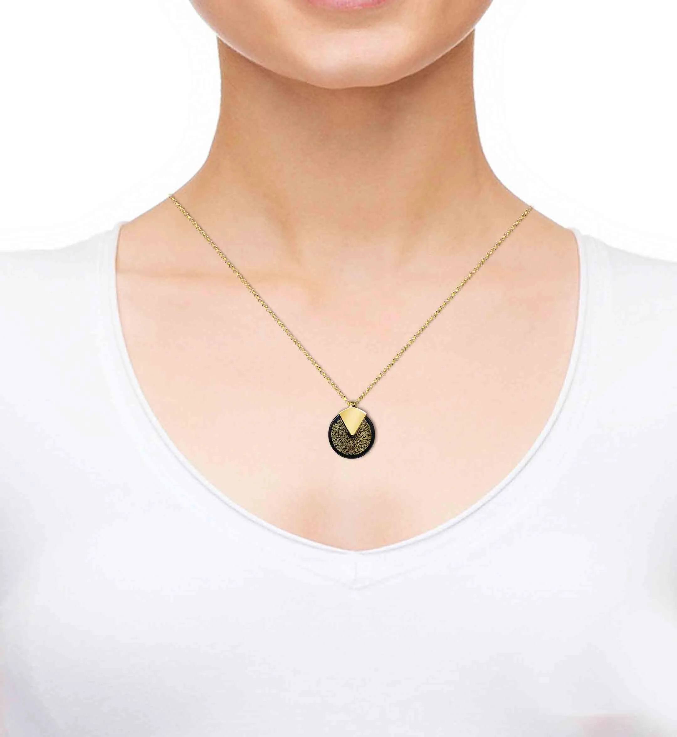 "I Love You" in 120 Languages, 14k Gold Necklace, Onyx