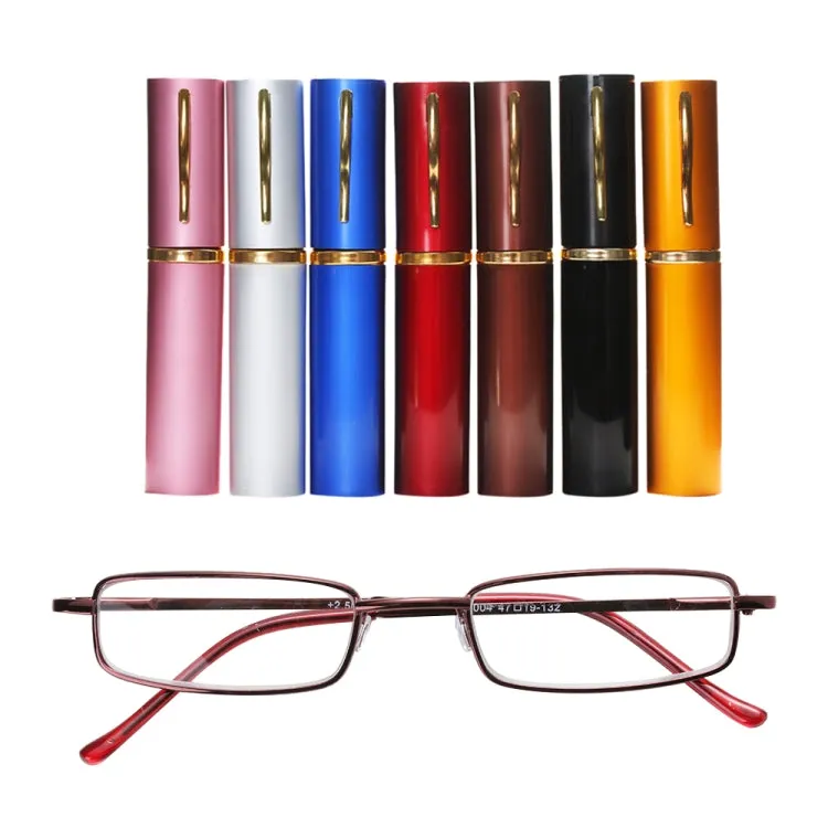 Reading Glasses Metal Spring Foot Portable Presbyopic Glasses with Tube Case  4.00D(Black)