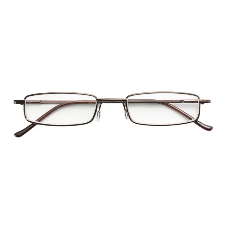 Reading Glasses Metal Spring Foot Portable Presbyopic Glasses with Tube Case  4.00D(Black)