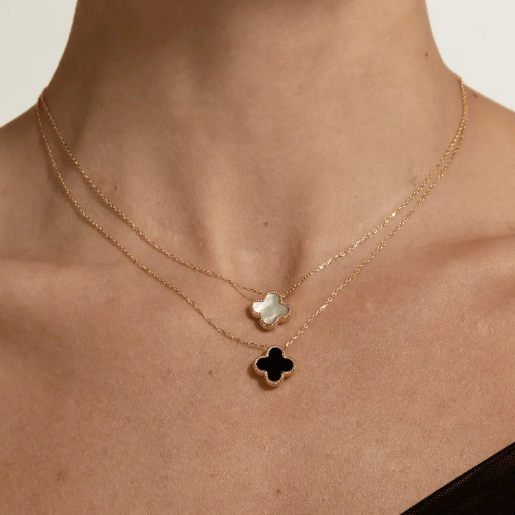 Real Gold GZVC Black Clover Adjustable Size Necklace 0440 N1410
