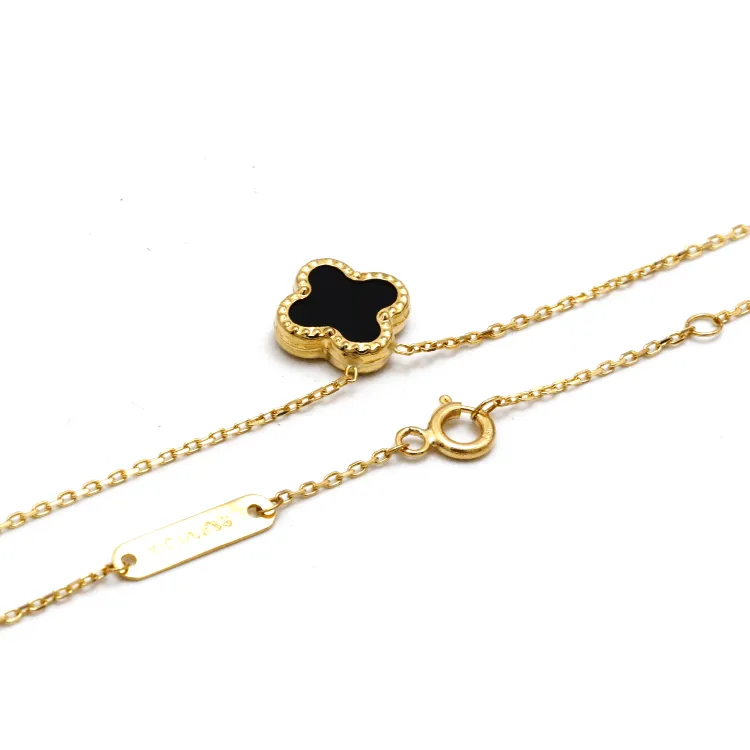 Real Gold GZVC Black Clover Adjustable Size Necklace 0440 N1410