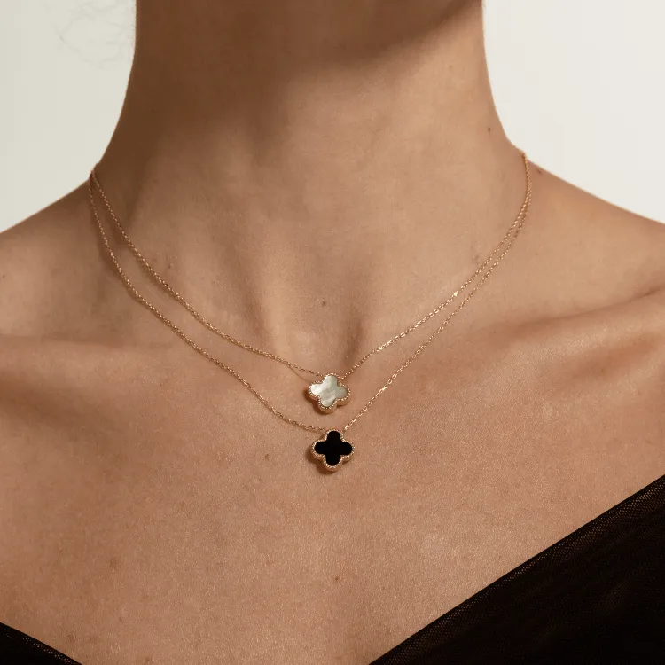 Real Gold GZVC Black Clover Adjustable Size Necklace 0440 N1410