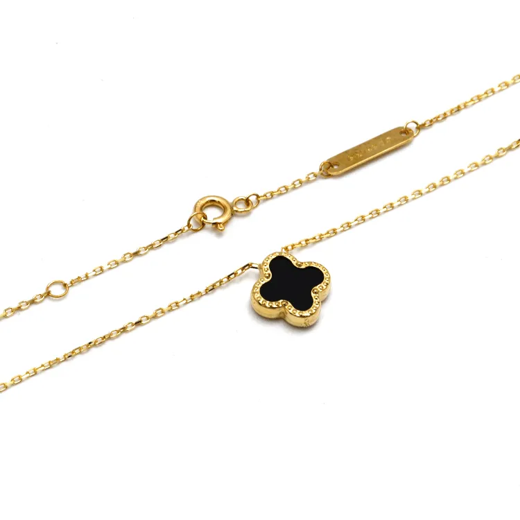 Real Gold GZVC Black Clover Adjustable Size Necklace 0440 N1410