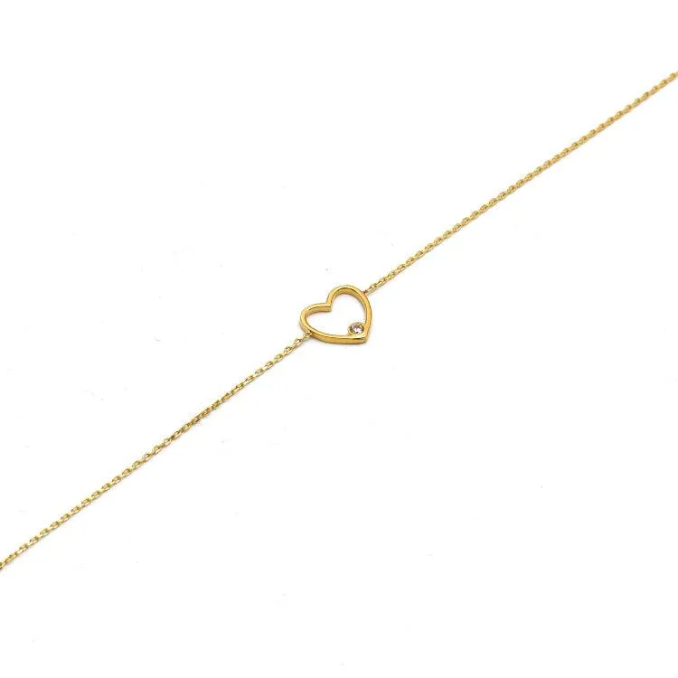 Real Gold Heart with Stone Adjustable Size Bracelet - Model 0017 BR1705