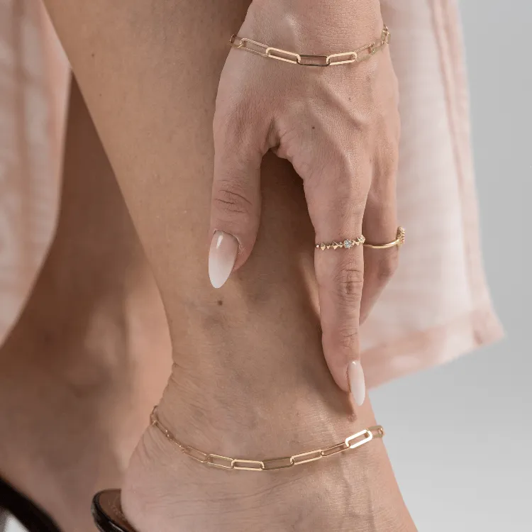 Real Gold Paper Clip L Bracelet 1319 (19 C.M) BR1505
