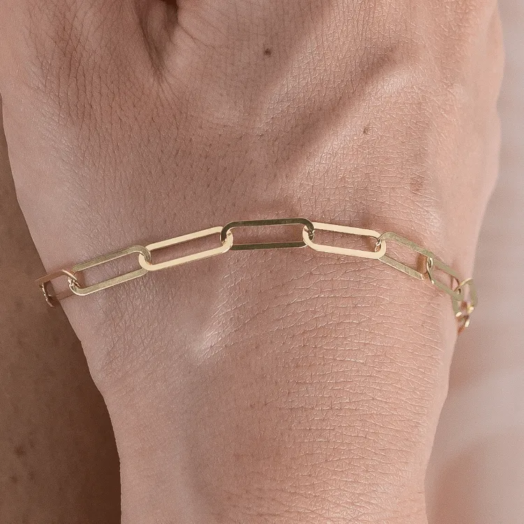 Real Gold Paper Clip L Bracelet 1319 (19 C.M) BR1505