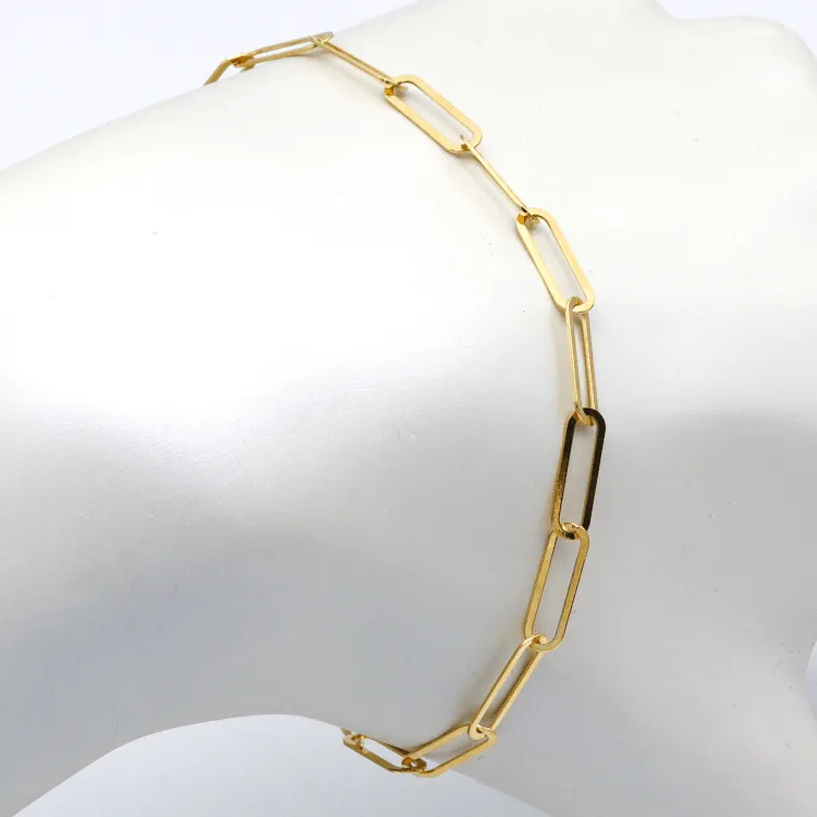 Real Gold Paper Clip L Bracelet 1319 (19 C.M) BR1505