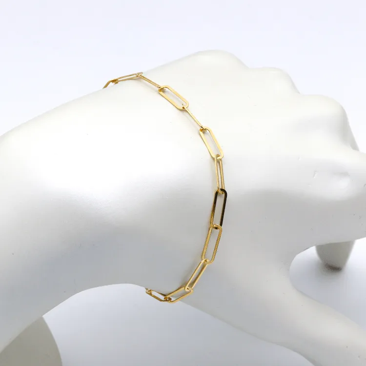 Real Gold Paper Clip L Bracelet 1319 (19 C.M) BR1505
