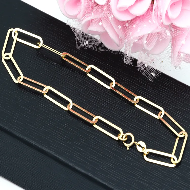 Real Gold Paper Clip L Bracelet 1319 (19 C.M) BR1505