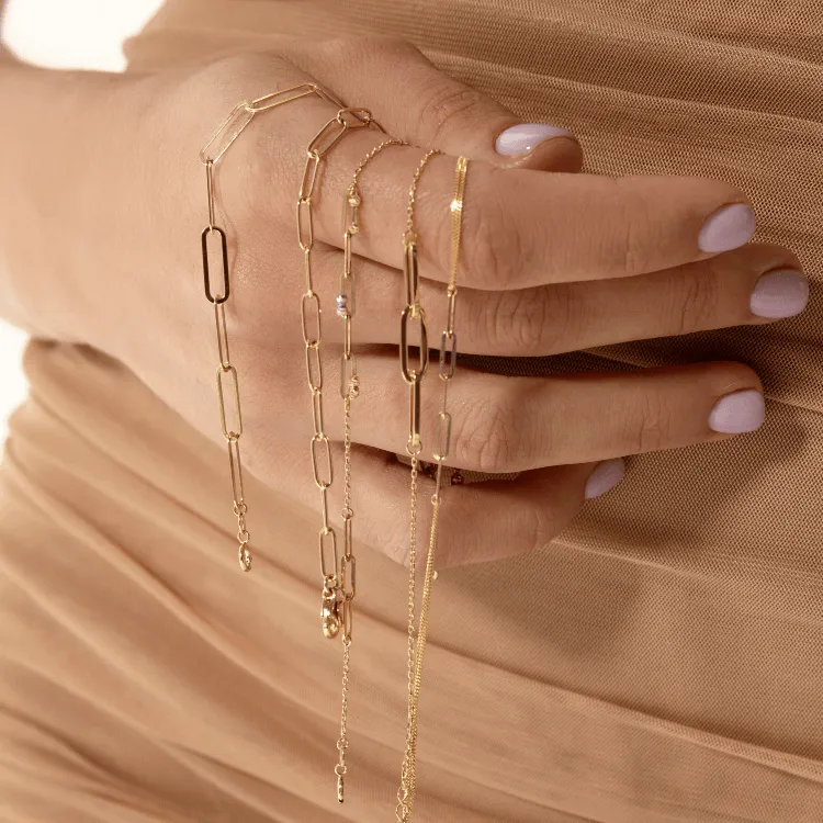 Real Gold Paper Clip L Bracelet 1319 (19 C.M) BR1505