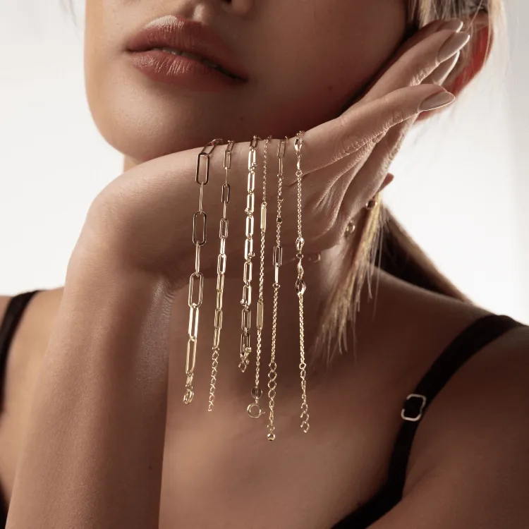 Real Gold Paper Clip L Bracelet 1319 (19 C.M) BR1505