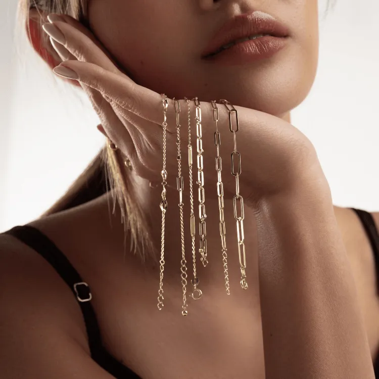 Real Gold Paper Clip L Bracelet 1319 (19 C.M) BR1505