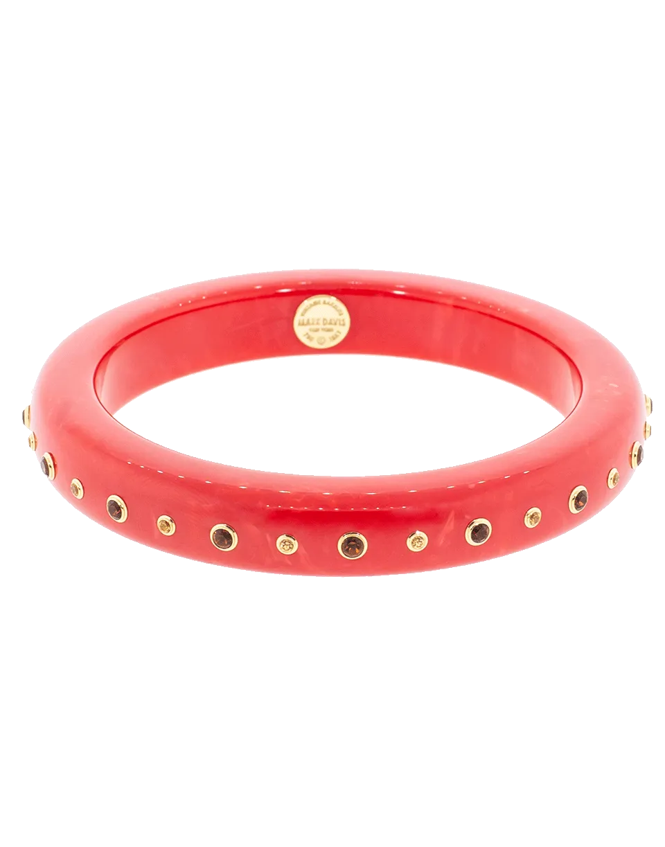 Red Bakelite with Citrine and Spessartite Garnet Bangle