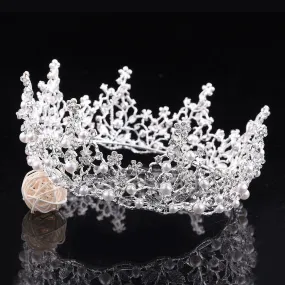 Retro high-end large round bridal crown palace queen luxury full circle crown