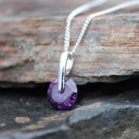 Rhodium Brass Pendant with AAA Grade CZ in Amethyst Title Default Title for Women Style LOA1368