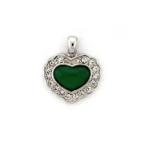 Rhodium platina Pendant with Synthetic Jade in Emerald for Women Emerald Stone Color Style LOA1308 Size One Size
