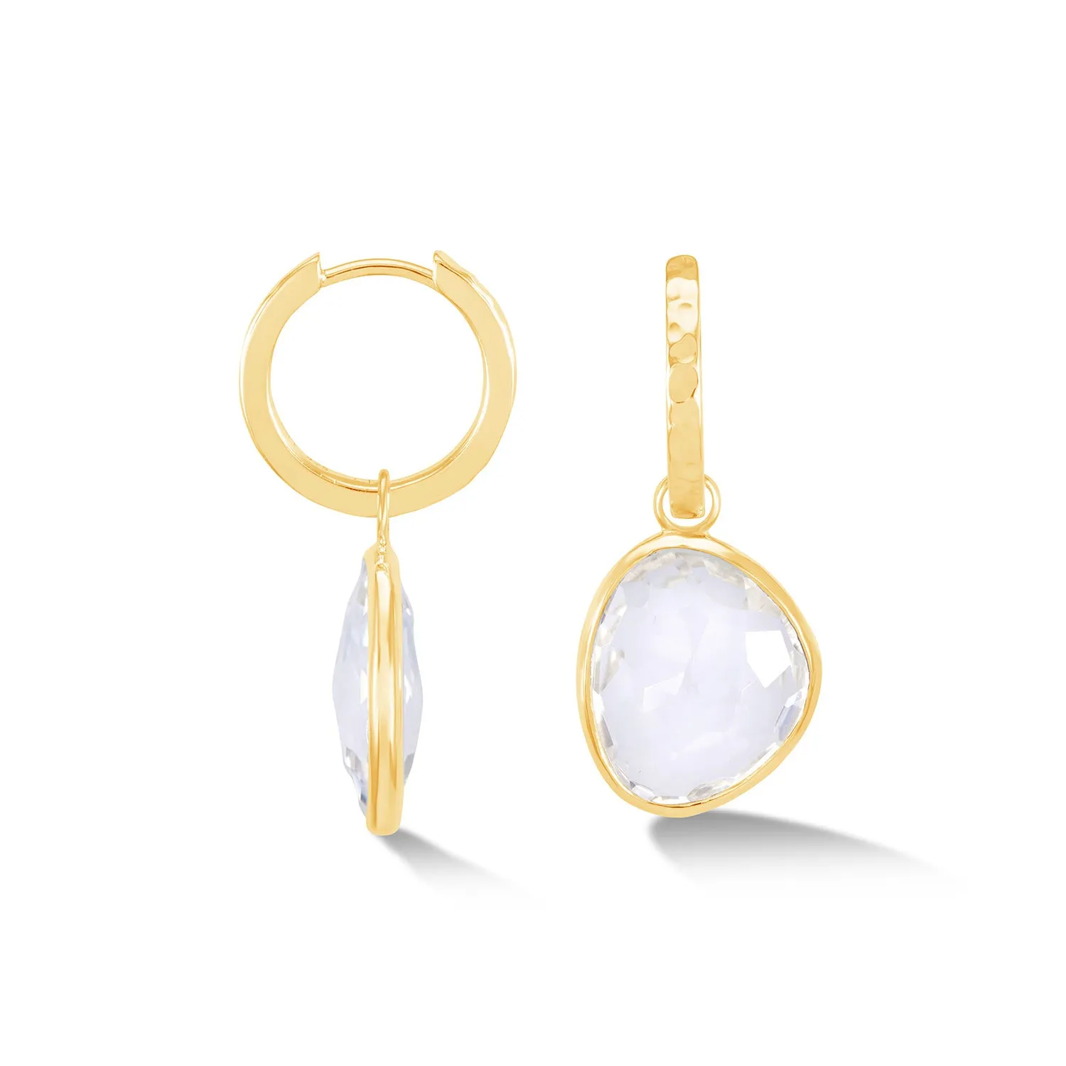 Rock Crystal Pebble Huggie Hoops