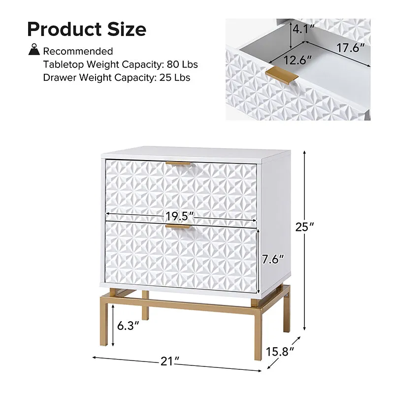 Rodolfo 25" Tall 2-Drawer Nightstand