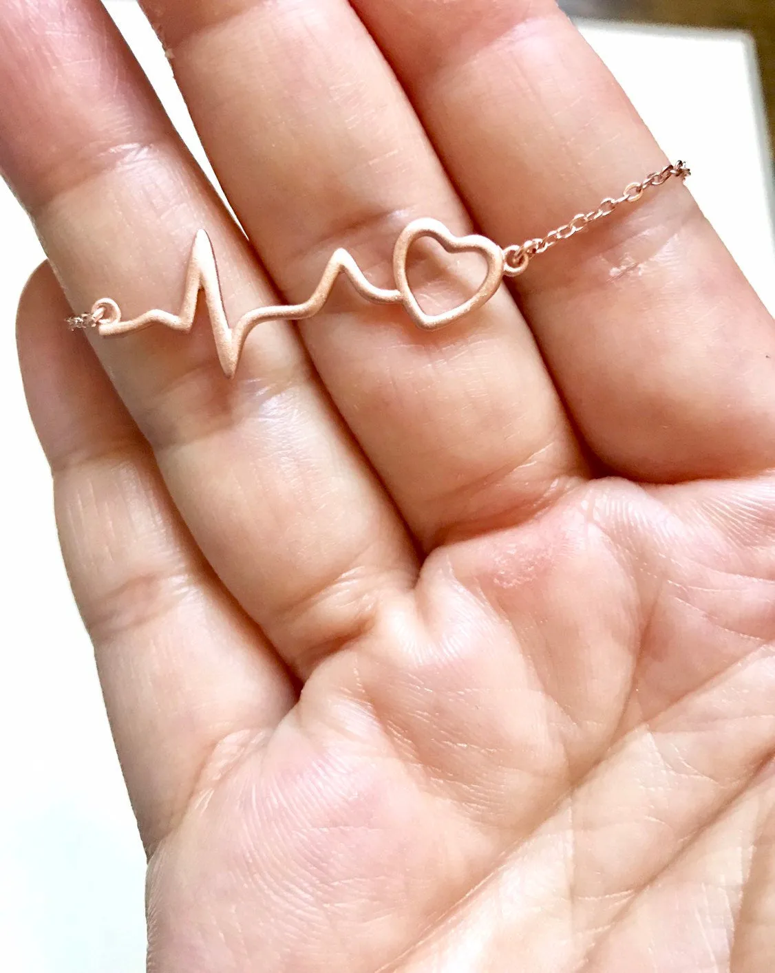 Rose Gold over Sterling Silver heartbeat necklace, heartbeat necklace, EKG necklace, ECG necklace, medical gifts, nurse necklace, nurse gift