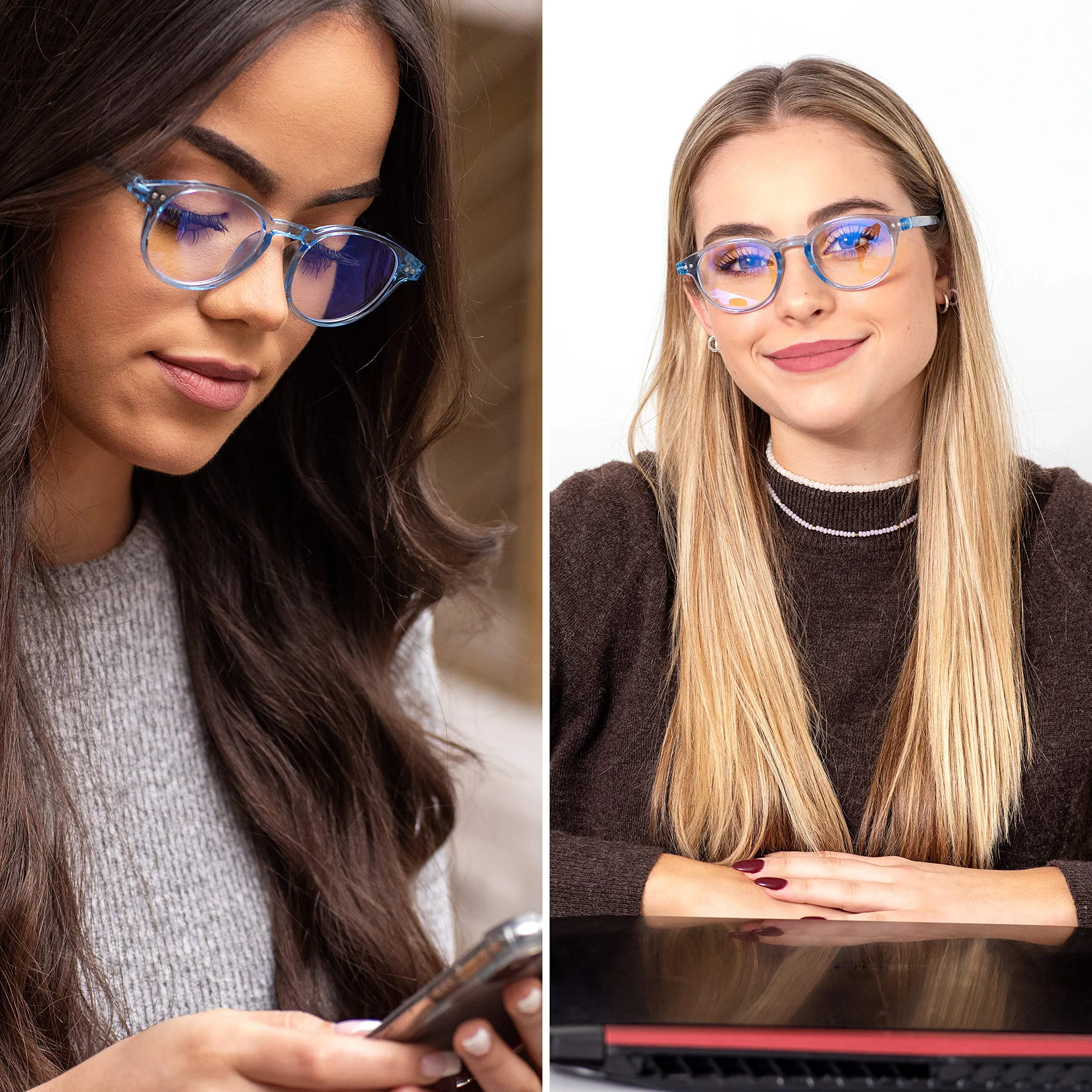 Round-Blue-Light-Blocking-Reading-Glasses-Light-Blue-0-75-Magnification-Computer-Glasses