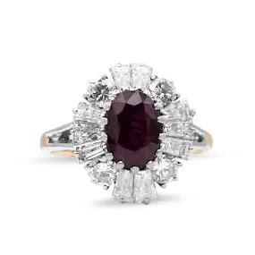 Ruby And Diamond Cluster Ring - 18ct Gold
