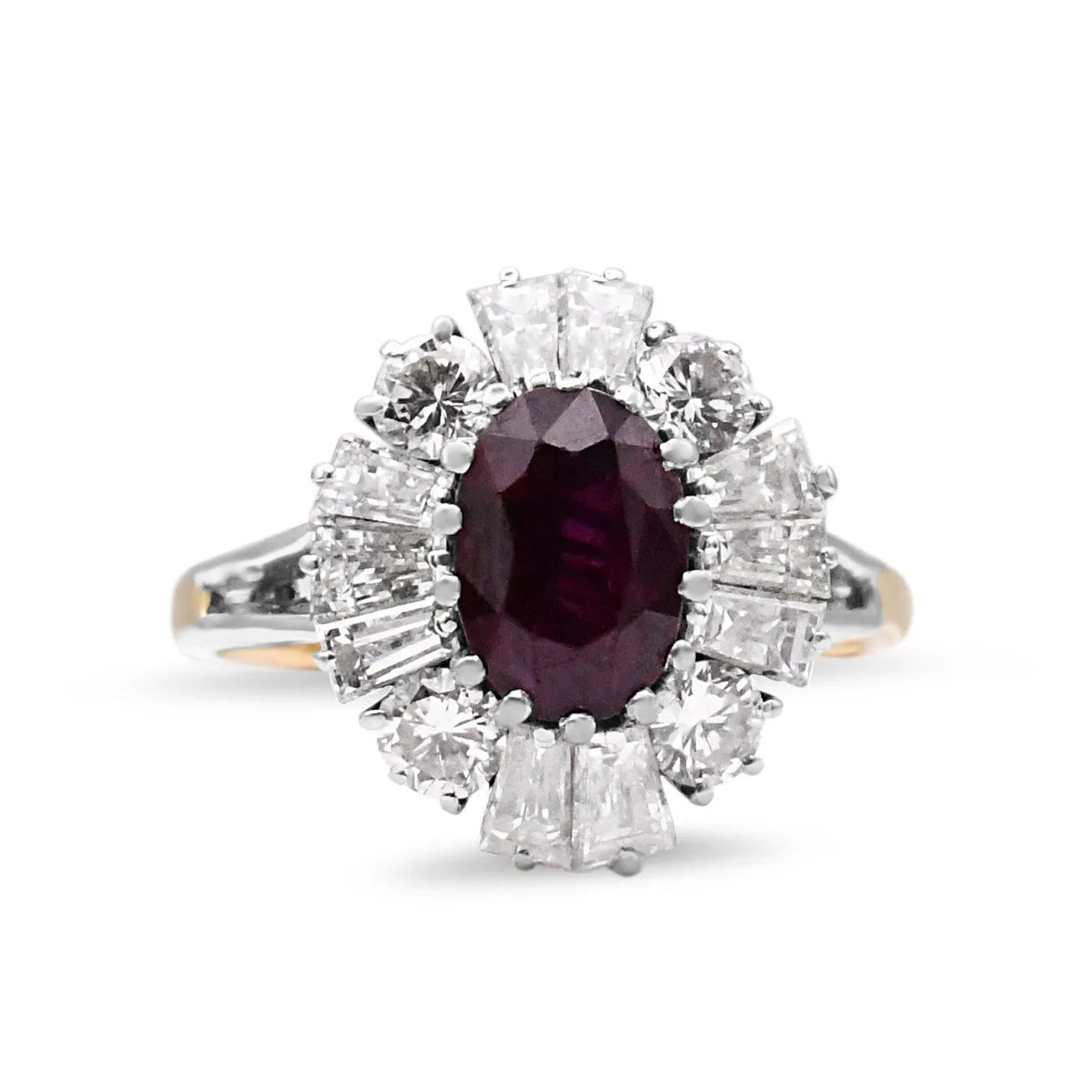 Ruby And Diamond Cluster Ring - 18ct Gold