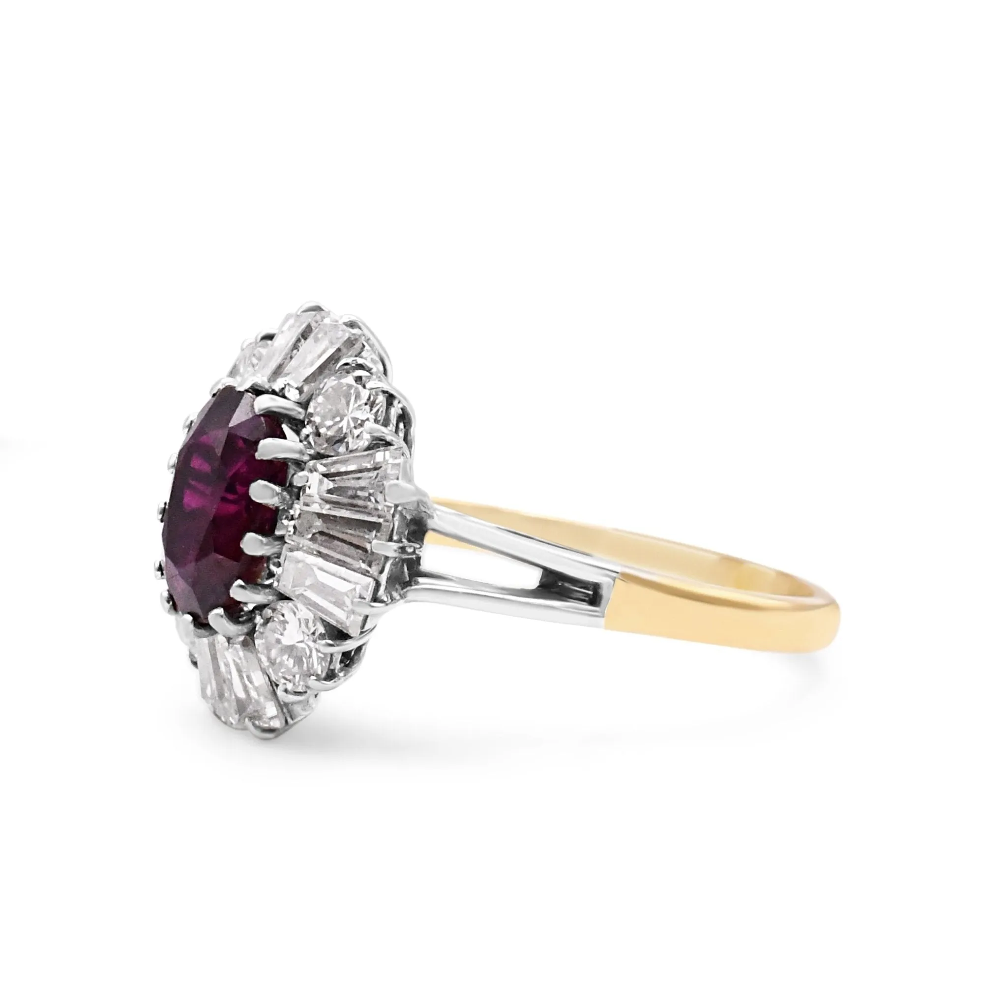 Ruby And Diamond Cluster Ring - 18ct Gold