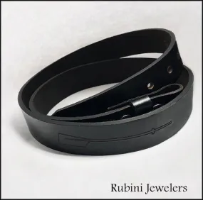 Rugged Black Full Grain Leather Belt -  Plain or with Rowing Oars