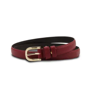 Saffiano Leather Girl’s Skinny Belt - Cherry Red