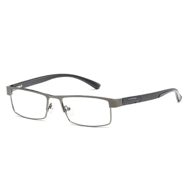 Simple Matel Frame Reading Glasses Hyperopia Eyeglasses  2.50D(Gun-color)