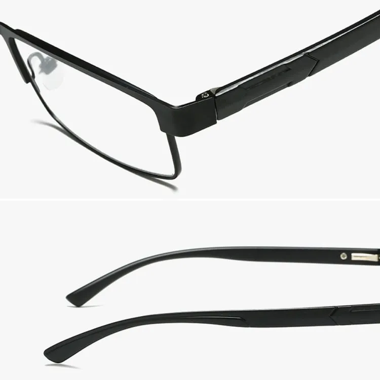 Simple Matel Frame Reading Glasses Hyperopia Eyeglasses  3.50D(Gun-color)
