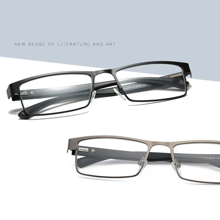 Simple Matel Frame Reading Glasses Hyperopia Eyeglasses  3.50D(Gun-color)