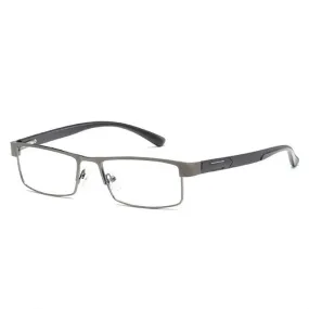 Simple Matel Frame Reading Glasses Hyperopia Eyeglasses  3.50D(Gun-color)