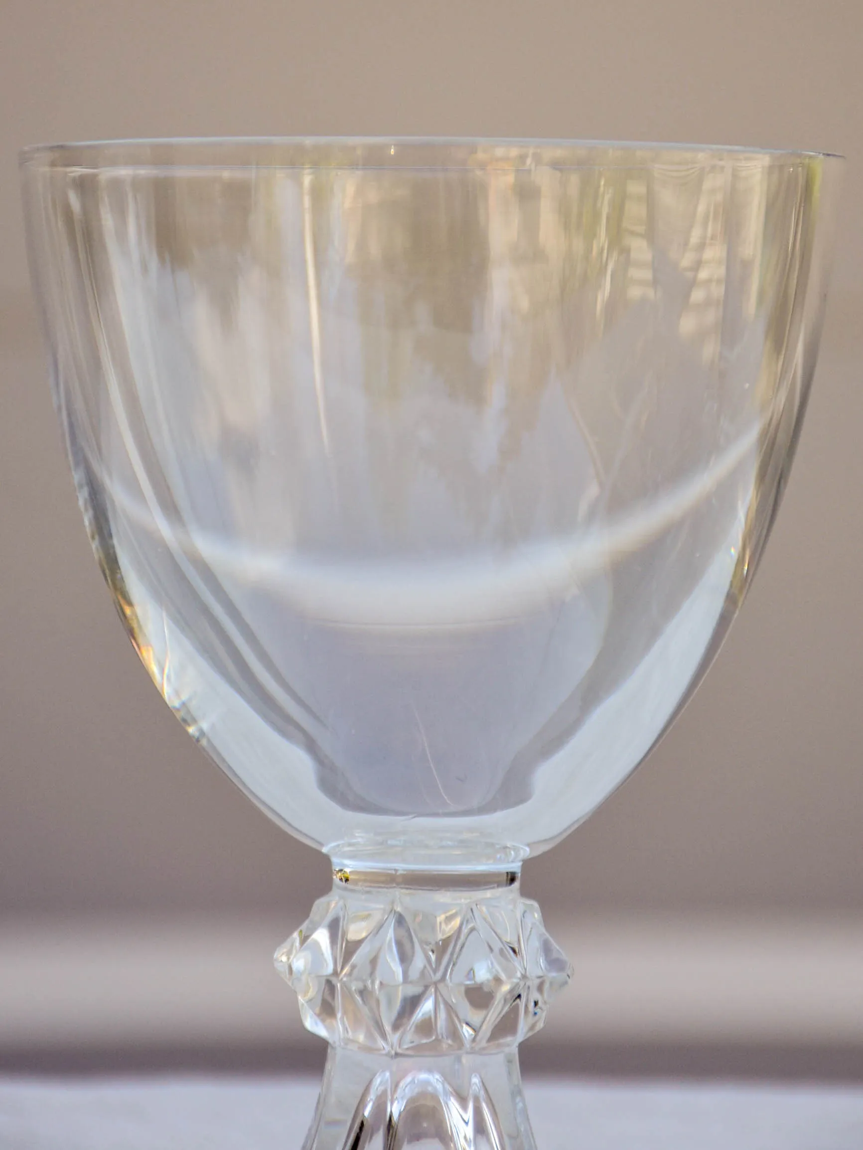 Six vintage crystal red wine glasses