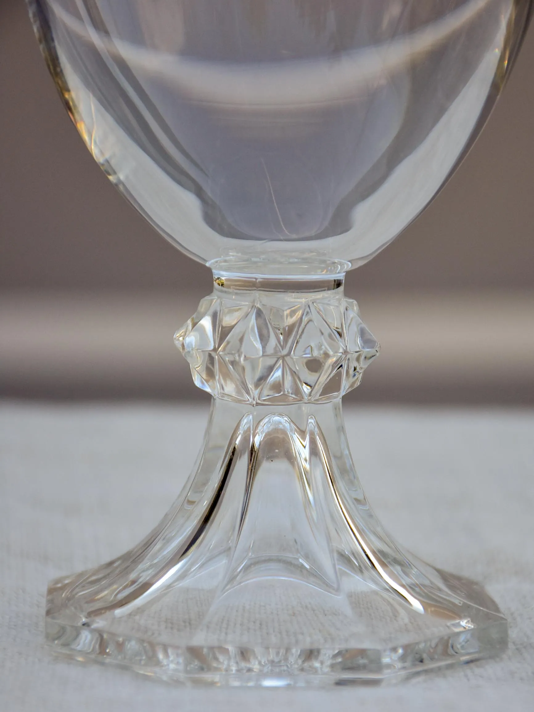 Six vintage crystal red wine glasses