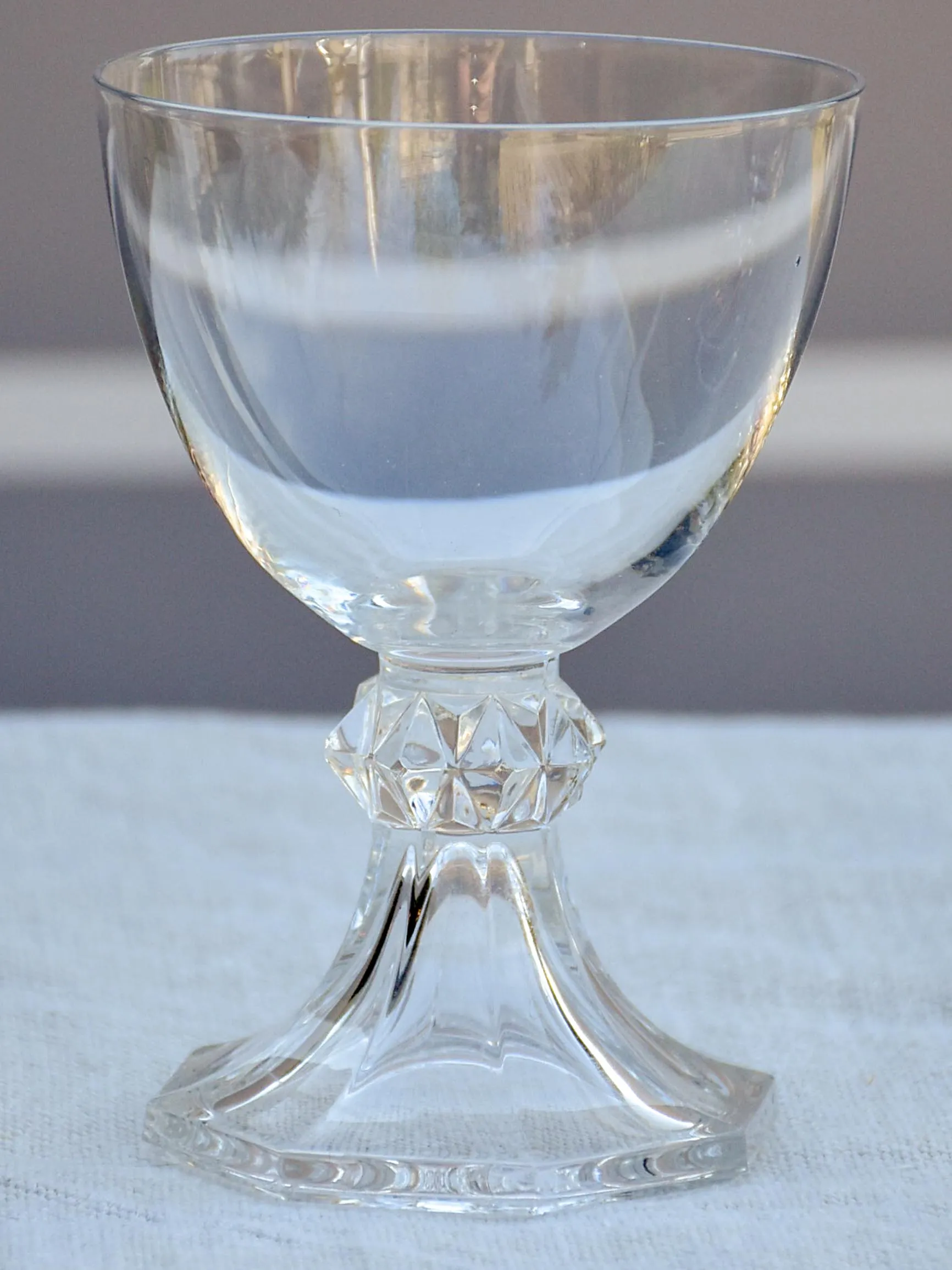 Six vintage crystal white wine glasses