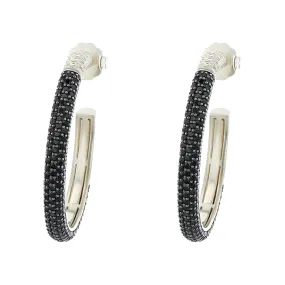 Slane Sterling Silver Black Sapphire Hoop Earrings