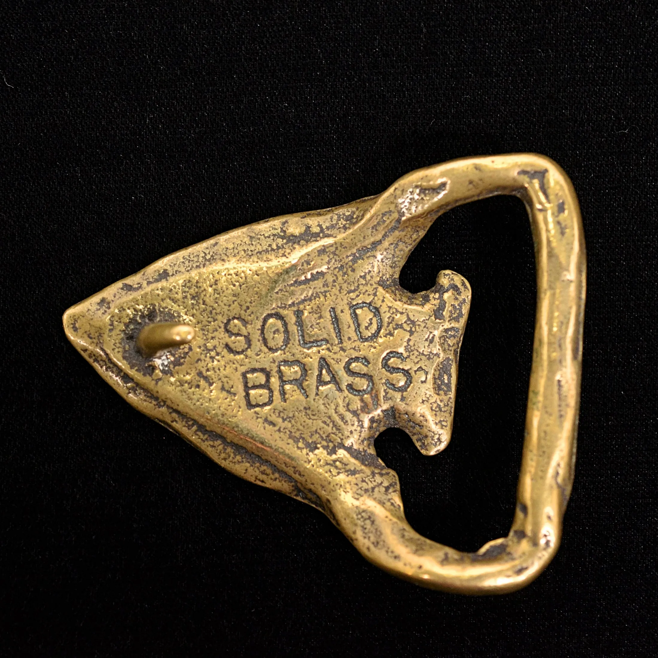 SOLD Vintage 70s Trinity Solid Brass Arrowhead Belt Buckle