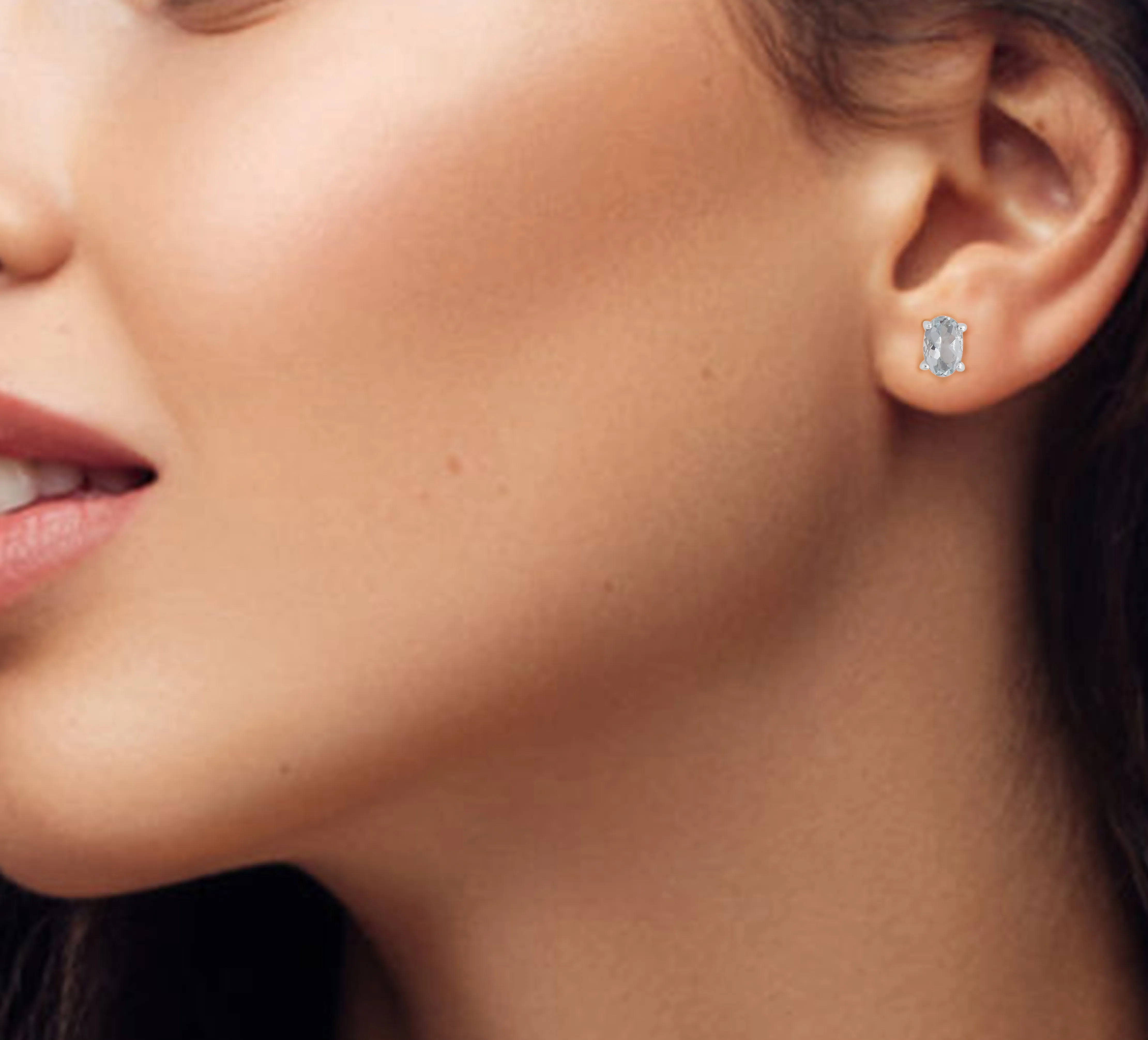 Solitaire Aquamarine Babies Stud Earrings