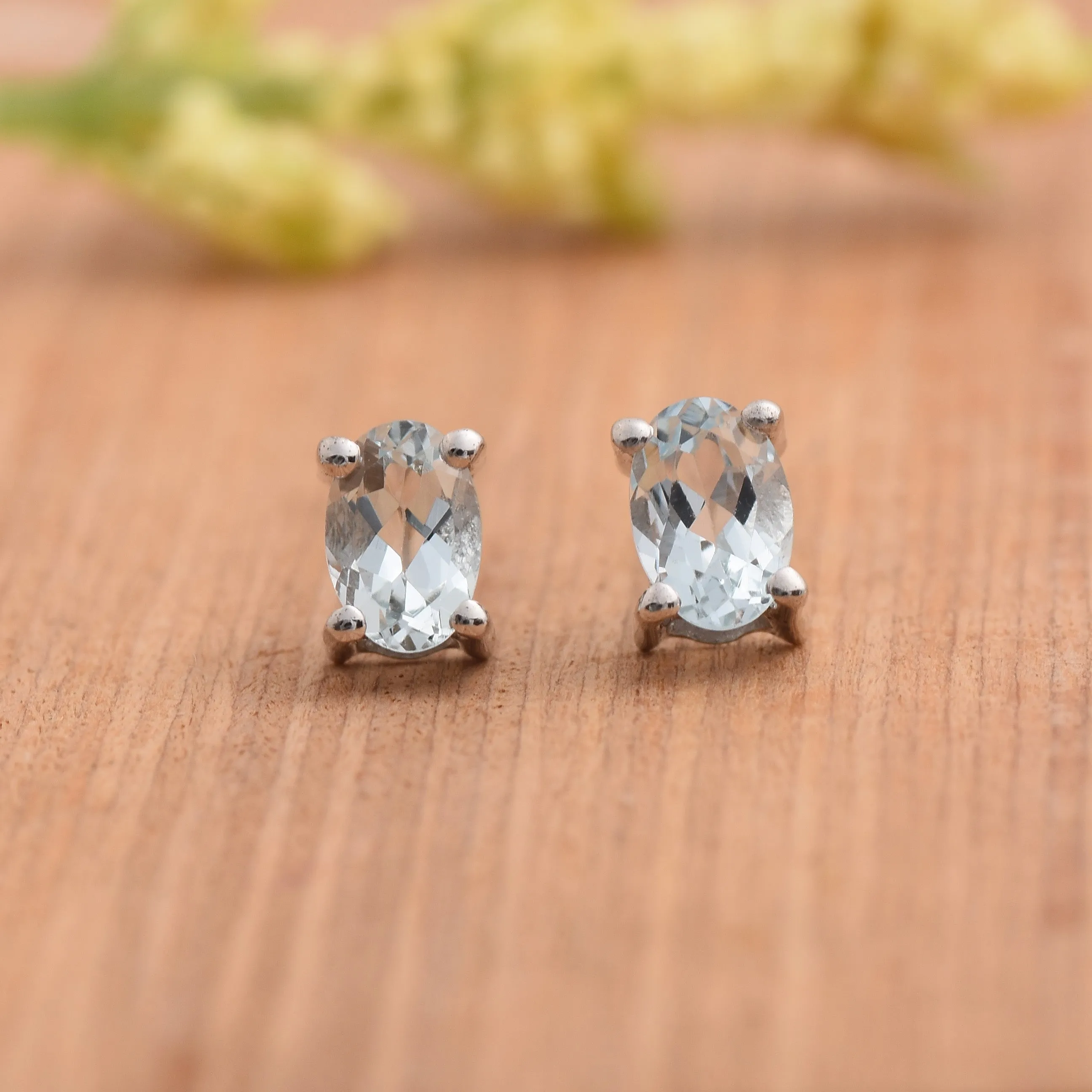 Solitaire Aquamarine Babies Stud Earrings