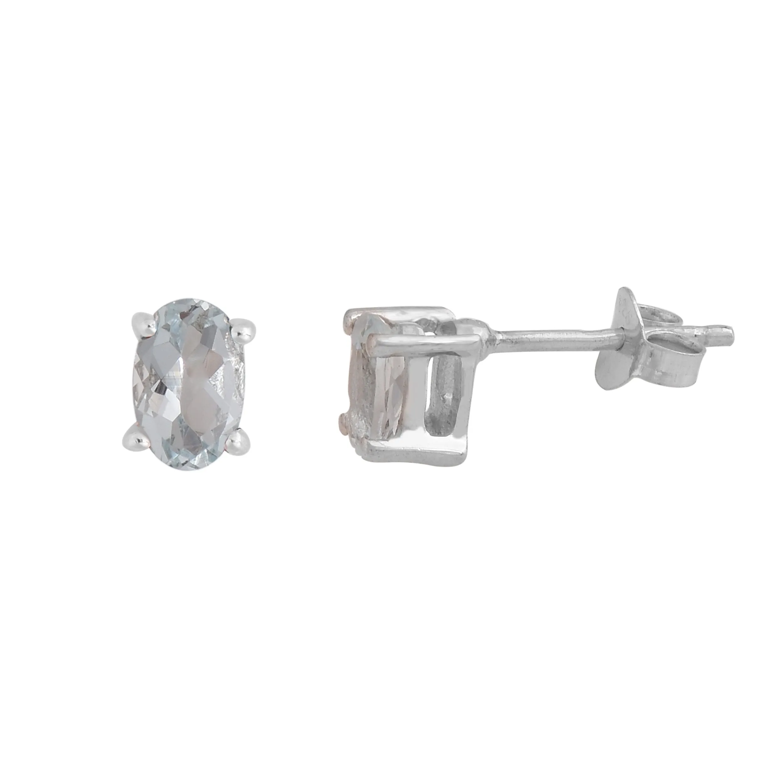 Solitaire Aquamarine Babies Stud Earrings