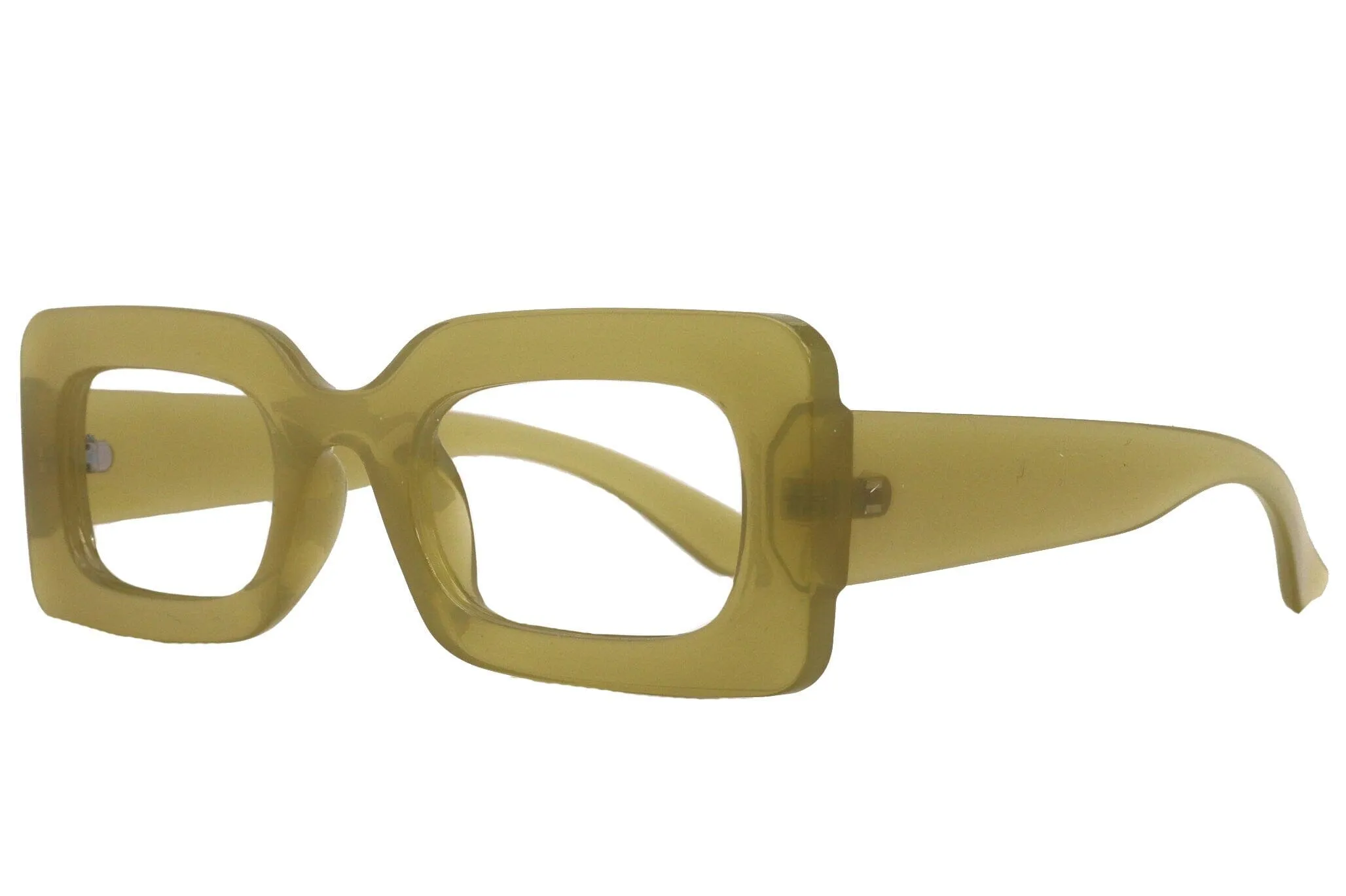 Sophie Premium Reading Glasses, High End Readers  1.25.. 3 Magnifying Glasses Olive transparent Rectangular   NY Fifth Avenue