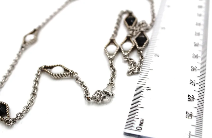 Sterling Silver 22 Inch Necklace with Black and White Onyx