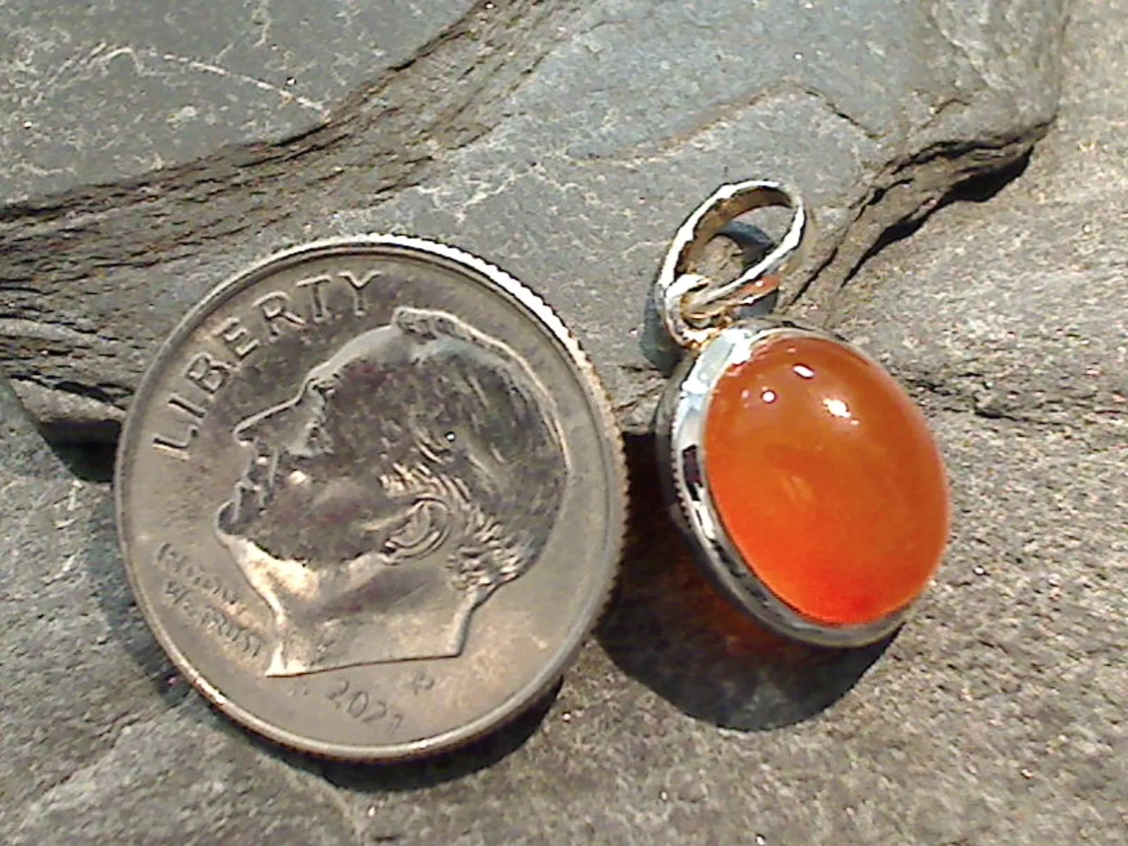 Sterling Silver, Carnelian Small Pendant