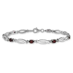 Sterling Silver Oval Gemstone and Diamond Link Design Bracelets