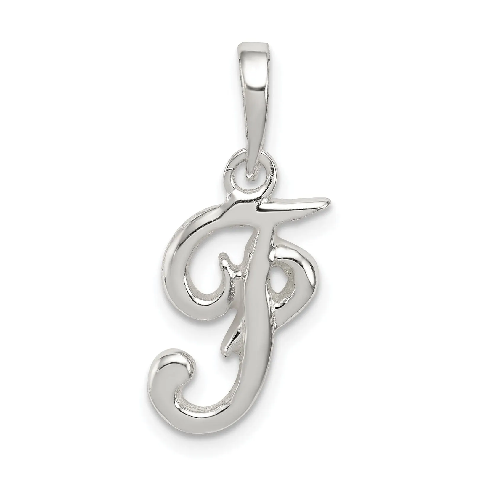 Sterling Silver Polished Initial F Pendant