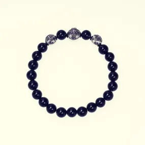 Stone Bracelet With Double Dorje Ball : (Onyx)